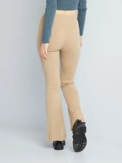 Pantalón Flare De Punto De Canalé - NOMBRE BEIGE -Zalaris Tienda pantalon flare de punto de canale nombre beige ael86 1 frb3