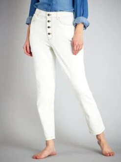 Pantalón Mom Con Talle Muy Alto - L28 - BLANCO
