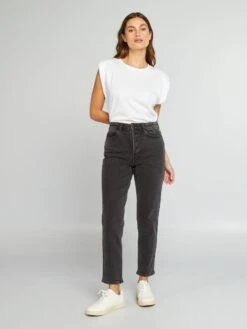 Pantalón Mom Con Talle Muy Alto - L28 - NEGRO