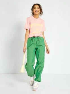 Pantalón Parachute De Nailon - VERDE