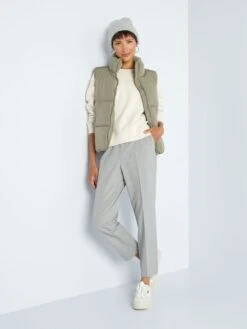 Pantalón Pitillo Tobillero De Rayas - BEIGE