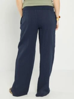 Pantalón Premamá De Gasa De Algodón - Azul -Zalaris Tienda pantalon premama de gasa de algodon azul aei83 1 frb3