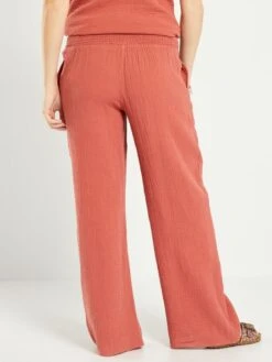 Pantalón Premamá De Gasa De Algodón - ROJO -Zalaris Tienda pantalon premama de gasa de algodon rojo aei83 2 frb3