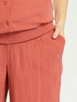 Pantalón Premamá De Gasa De Algodón - ROJO -Zalaris Tienda pantalon premama de gasa de algodon rojo aei83 2 frb4