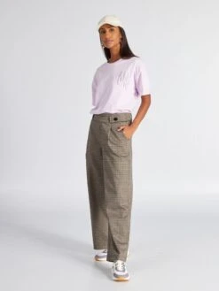 Pantalón Recto Con Estampado De 'pata De Gallo' 'JDY' - KAKI