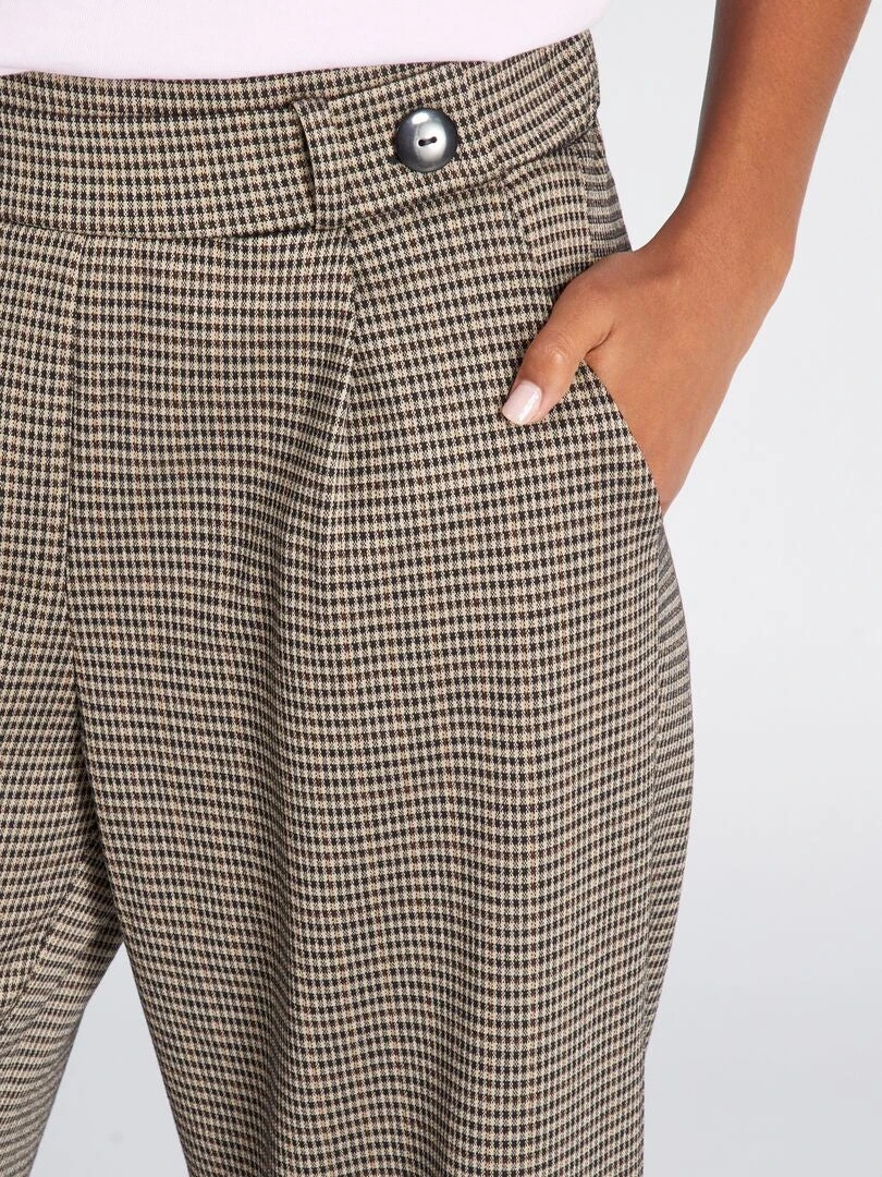 Pantalón Recto Con Estampado De 'pata De Gallo' 'JDY' - KAKI 6 Pantalón Recto Con Estampado De 'pata De Gallo' 'JDY' - KAKI - Imagen 4