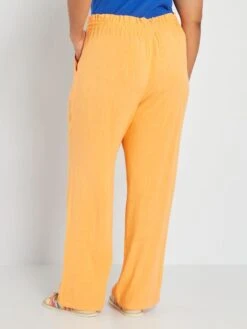 Pantalón Recto De Lino - Naranja Albaricoque -Zalaris Tienda pantalon recto de lino naranja albaricoque zs703 1 frb3