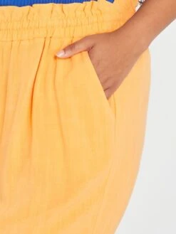 Pantalón Recto De Lino - Naranja Albaricoque -Zalaris Tienda pantalon recto de lino naranja albaricoque zs703 1 frb4