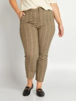 Pantalón Recto De 'pata De Gallo' - MARRON