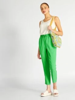 Pantalón Regular De Sarga Tipo Jogging - KELLY VERDE