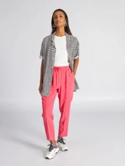 Pantalón Regular De Sarga Tipo Jogging - Rosa