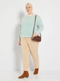 Pantalón Tapered Con Cintura Ancha - BEIGE -Zalaris Tienda pantalon tapered con cintura ancha beige zi669 1 frb2