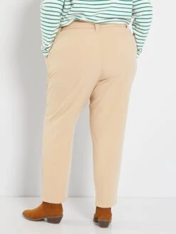 Pantalón Tapered Con Cintura Ancha - BEIGE -Zalaris Tienda pantalon tapered con cintura ancha beige zi669 1 frb4