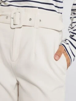 Pantalón Tapered Con Cinturón - Blanco Caliza -Zalaris Tienda pantalon tapered con cinturon blanco caliza zk555 1 frb4