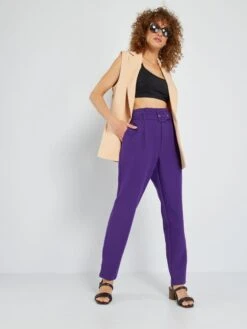 Pantalón Tapered Con Cinturón - PURPURA