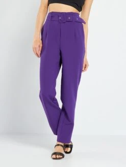 Pantalón Tapered Con Cinturón - PURPURA -Zalaris Tienda pantalon tapered con cinturon purpura zk555 8 frb4