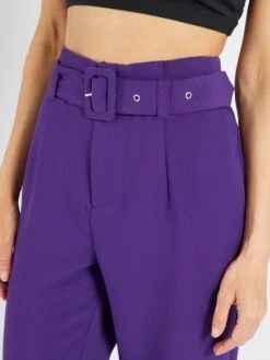 Pantalón Tapered Con Cinturón - PURPURA -Zalaris Tienda pantalon tapered con cinturon purpura zk555 8 frb5