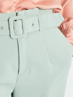 Pantalón Tapered Con Cinturón - Verde Gris -Zalaris Tienda pantalon tapered con cinturon verde gris zk555 7 frb4