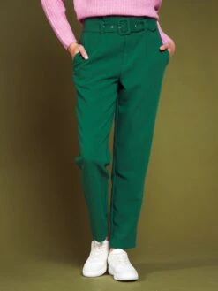 Pantalón Tapered Con Cinturón - Verde 6 Pantalón Tapered Con Cinturón - Verde -Zalaris Tienda pantalon tapered con cinturon verde zk555 9 frb2