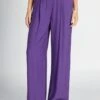 Pantalón Vaporoso Con Tiro Alto - PURPURA