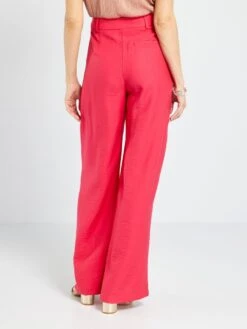 Pantalón Vaporoso Con Tiro Alto - ROSA -Zalaris Tienda pantalon vaporoso con tiro alto rosa atr47 4 frb3