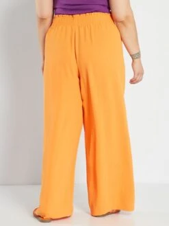 Pantalón Vaporoso De Crepé - Naranja -Zalaris Tienda pantalon vaporoso de crepe naranja anc82 1 frb3