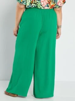 Pantalón Vaporoso De Crepé - Verde -Zalaris Tienda pantalon vaporoso de crepe verde anc82 2 frb3