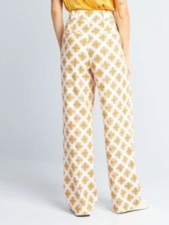 Pantalón Wide Leg Vaporoso - Blanco Amarillo -Zalaris Tienda pantalon wide leg vaporoso blanco amarillo ajm39 2 frb3