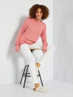 Parte Superior De Pijama De Viscosa Lisa - Rosa -Zalaris Tienda parte superior de pijama de viscosa lisa rosa zo117 1 frb3