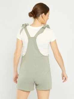 Peto Premamá Corto Con Tirantes Anudados - Gris -Zalaris Tienda peto premama corto con tirantes anudados gris aeh91 2 frb3