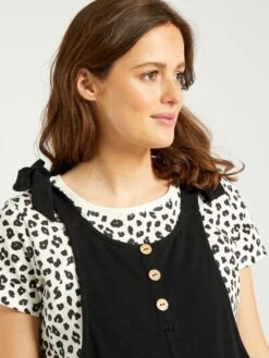 Peto Premamá Corto Con Tirantes Anudados - Negro -Zalaris Tienda peto premama corto con tirantes anudados negro aeh91 1 frb4