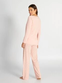 Pijama Con Camiseta + Pantalón - 2 Piezas - ROSA -Zalaris Tienda pijama con camiseta pantalon 2 piezas rosa aur20 3 frb2