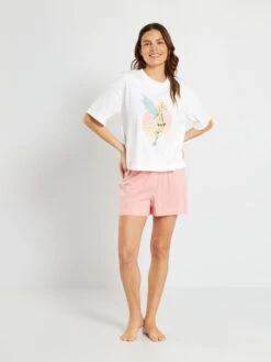 Pijama Corto Camiseta + Short 'Campanilla' 'Disney' - 2 Piezas - BLANCO -Zalaris Tienda pijama corto camiseta short campanilla disney 2 piezas blanco zs155 1 frb2
