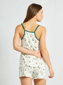 Pijama Corto Con Camiseta Sin Mangas + Short - 2 Piezas - Verde/negro -Zalaris Tienda pijama corto con camiseta sin mangas short 2 piezas verdenegro zt082 1 frb3