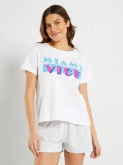 Pijama Corto Con Estampado - 2 Piezas - Blanco/gris -Zalaris Tienda pijama corto con estampado 2 piezas blancogris acp21 1 frb4