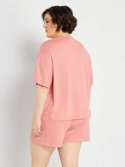 Pijama Corto De Punto De Canalé - 2 Piezas - Rosa -Zalaris Tienda pijama corto de punto de canale 2 piezas rosa zr855 2 frb3