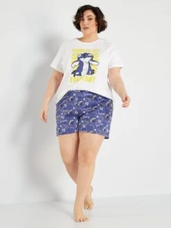 Pijama Corto De Punto 'Disney' - 2 Piezas - BLANCO