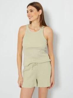 Pijama Corto Short + Camiseta Sin Mangas - 2 Piezas - Beige 7 Pijama Corto Short + Camiseta Sin Mangas - 2 Piezas - Beige -Zalaris Tienda pijama corto short camiseta sin mangas 2 piezas beige zr912 1 frb2