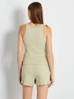 Pijama Corto Short + Camiseta Sin Mangas - 2 Piezas - Beige 8 Pijama Corto Short + Camiseta Sin Mangas - 2 Piezas - Beige -Zalaris Tienda pijama corto short camiseta sin mangas 2 piezas beige zr912 1 frb3