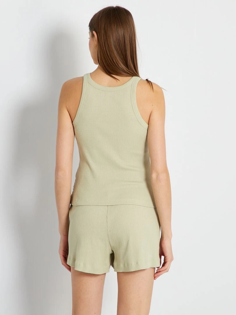 Pijama Corto Short + Camiseta Sin Mangas - 2 Piezas - Beige 5 Pijama Corto Short + Camiseta Sin Mangas - 2 Piezas - Beige - Imagen 3