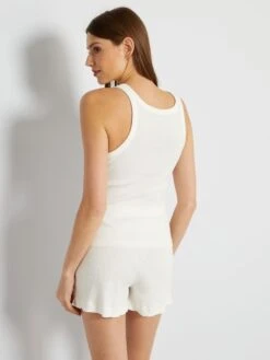 Pijama Corto Short + Camiseta Sin Mangas - 2 Piezas - BLANCO -Zalaris Tienda pijama corto short camiseta sin mangas 2 piezas blanco zr912 2 frb3