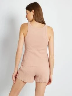 Pijama Corto Short + Camiseta Sin Mangas - 2 Piezas - ROSA -Zalaris Tienda pijama corto short camiseta sin mangas 2 piezas rosa zr912 3 frb3