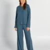 Pijama De Canalé Con Camiseta + Pantalón - 2 Piezas - AZUL ORIÓN
