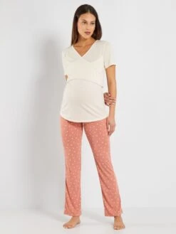 Pijama De Premamá - 2 Piezas - BEIGE -Zalaris Tienda pijama de premama 2 piezas beige ajl34 1 frb5