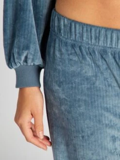 Pijama De Terciopelo Y Canalé - 2 Piezas - Azul Gris -Zalaris Tienda pijama de terciopelo y canale 2 piezas azul gris arg16 1 frb4