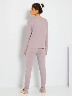 Pijama Largo De Punto De Canalé - PURPURA -Zalaris Tienda pijama largo de punto de canale purpura zm303 2 frb3