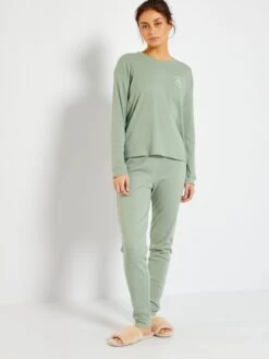 Pijama Largo De Punto De Canalé - VERDE -Zalaris Tienda pijama largo de punto de canale verde zm303 1 frb3