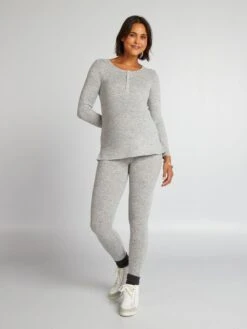 Pijama Largo De Punto Suave - 2 Piezas - GRIS -Zalaris Tienda pijama largo de punto suave 2 piezas gris ajo90 1 frb4