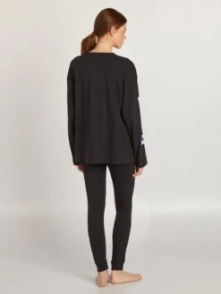 Pijama Largo - Estampado 'One Piece' - 2 Piezas - Negro -Zalaris Tienda pijama largo estampado one piece 2 piezas negro aul69 1 frb3