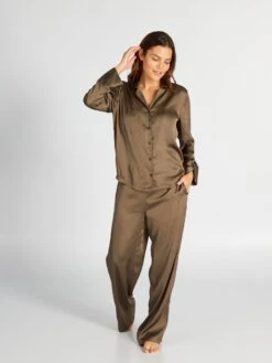 Pijama Largo Satinado - 2 Piezas - BANDA